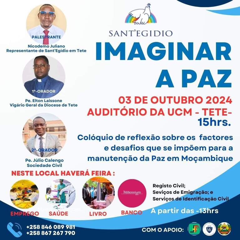 4 de octubre: Se celebra la paz en Mozambique. Reuniones y asambleas en escuelas de las principales ciudades y pueblos. Celebración interreligiosa en Maputo